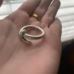 Chrome heart nail ring